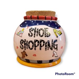 BELLA CASA by GANZ - Pink Ceramic Shoe Shopping Money Jar